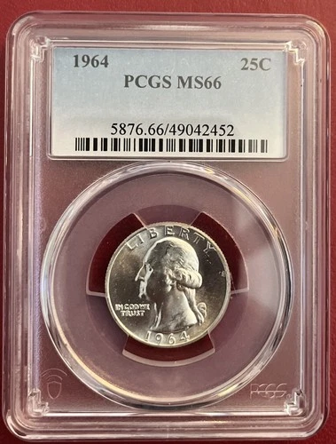 1964 Washington Quarter PCGS MS66 Great Luster! Beautiful!