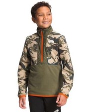 The North Face Kids' Youth Printed Glacier 1/4 Zip Sz Large Green Camouflage
