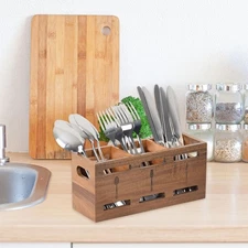 Wooden Flatware Organizer Container Household Rustic Reusable Display Cutlery