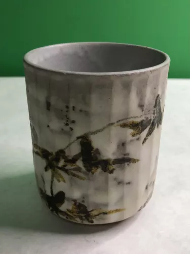 Vintage Studio Art Pottery Tea Coffee Cup Mug Stamped Hand Thrown Grey Blue