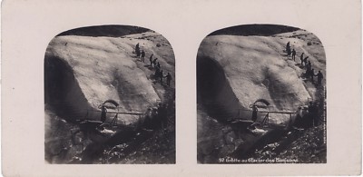 Glacier Des Bossons Grotte Chamonix Foto Stereo Vintage Analog