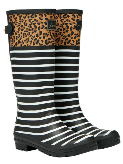 Joules Welly Print Wellington Boot - Tan Leopard Stripe - Sizes UK 3-7