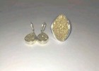 SET of Gold Drusy Druzy Quartz Earrings & Matching Ring in SIZE 8 + — photo 1