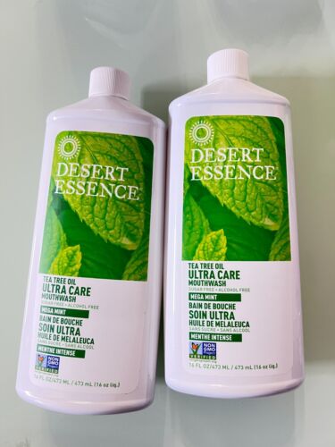 2 x Desert Essence, Tea Tree Oil Ultra Care Mouthwash, Mega Mint, 16 Fl Oz