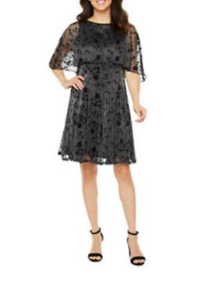 J Taylor Short Sleeve Floral Cape Fit Flare Dress | eBay