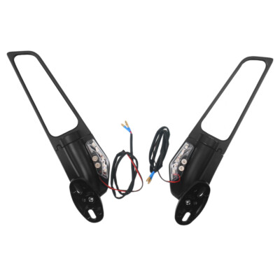 LED Light Larger Wing Rear View Winglets Side Mirrors For KAWASAKI