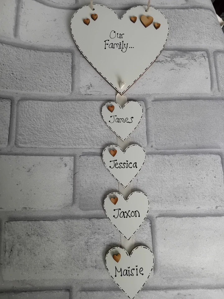 Personalised Family Sign Plaque Heart Our Family Name Gift House Warming Gift - Image 2 of 3