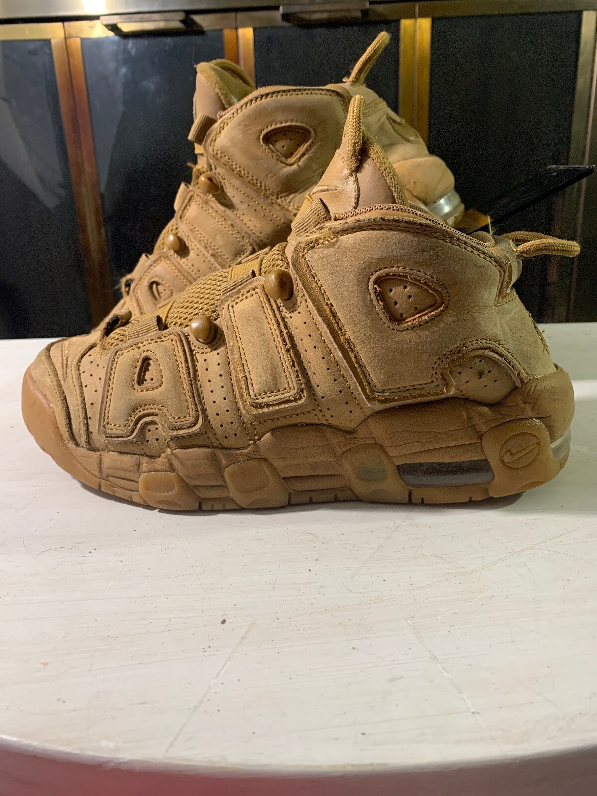 nike uptempo wheat flax