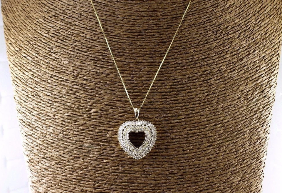 Natural Heart Shape Diamond Cluster Necklace Pendant 14K Yellow Gold 1.38Ct - Image 2 of 4