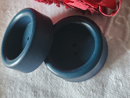 Duo gros boutons vintage bleu  gris mat trous bord  3,3 cm ref 3397 - Picture 3 of 4