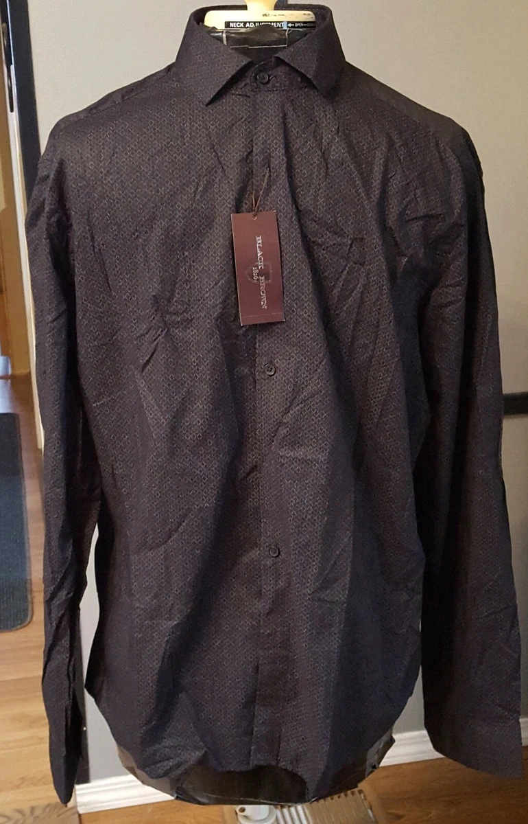 black brown 1826 slim fit dress shirt Non-Iron Cotton Solid Dress Shirt With Contrast Trim
