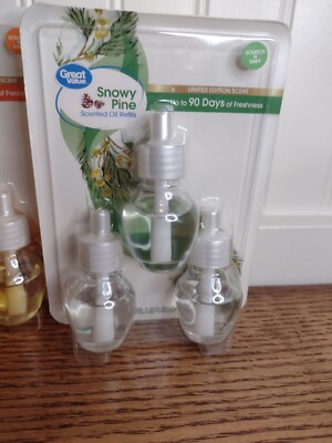 NEW Great Value Snowy Pine Scented Oil Refills 3 pack Limited Edition