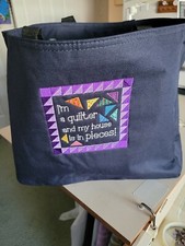 Tote -Black- Embroidered Sewing Theme - House...