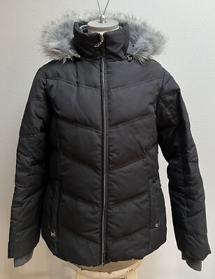 Free Country Women's M Black Power Down Series Winter Coat Jacket Puffer  Hooded