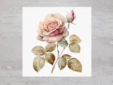 Beautiful Singular Shabby Chic Pink Rose Fabric Panel Sewing Quilting Block A206