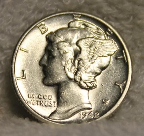 mercury dime 1942D uncirculated full bands