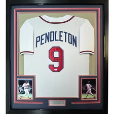 Framed Autographed/Signed Terry Pendleton 33x42 Atlanta White Jersey JSA COA