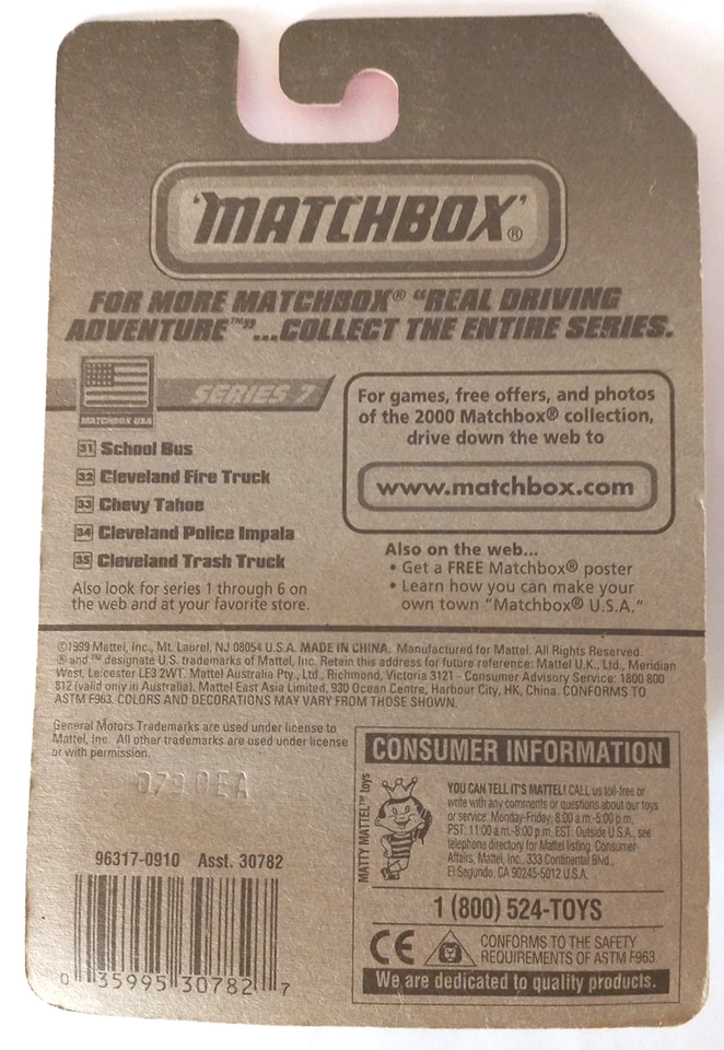 Matchbox - School Bus - 2000 #31/100 - OVP - US Long Card - USA only - MB157 - Bild 2 von 2