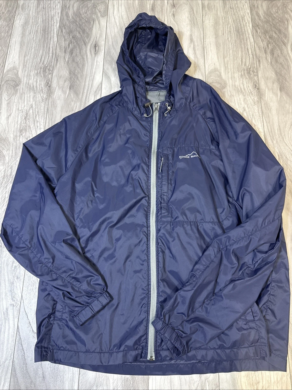 Eddie Bauer Packable Windbreaker Water Resistant Hoodie Full Zip Jacket Men’s L
