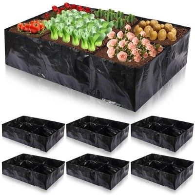 6 Pcs 35 Gallon Fabric Raised Garden Bed Breathable Planting Container Grow B...