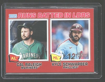2026 Topps Heritage #3 2025 RBI Leaders ( Raleigh /  Schwarber) #3 80