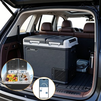 Kompressor Kühlbox 50L Auto Kühlschrank Camping Gefrierschrank Dual Zone 12/24 V
