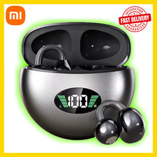 Wireless Bluetooth Clip-on Earphones LED Display HiFi Sports Headset iOS Android