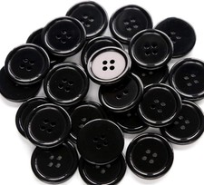 1 Inch 25mm Black Buttons Flatback Resin Button for Garment Sewing DIY