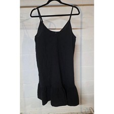 SHEIN Womens XL Black Ruffle Hem Cami Mini Dress Adjustable Straps V-Neck Casual