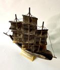 Vintage Sailboat Schooner Sculptured Genuine Bovine Horn Nautical Decor Folk Art — photo 4
