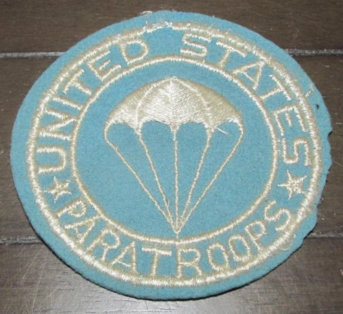 US WW2 Airborne Paratrooper Light Blue Wool Felt Patch 3 3/4 Paratroops Military