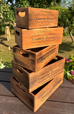 5er SET HANDGEFERTIGTE HOLZKISTEN - LAURENT PERRIER