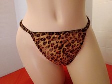 Vintage Sheer Nude Animal Print String Bikini Medium
