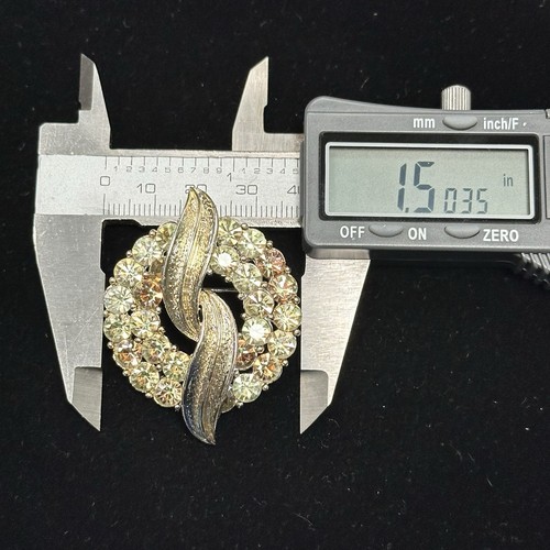 Vintage Coro Pegasus Crystal AB Rhinestone Golden Flame Wreath Brooch 1.9" Tall - Picture 20 of 21