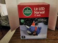 Lit LED Narwal Winter Wonder Lane Indoor/Outdoor Flashing Spiral Tusk