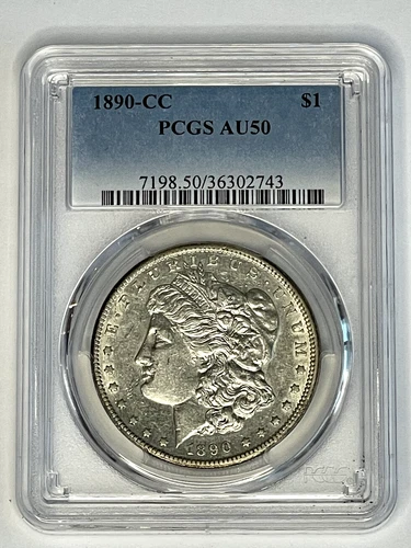 1890-CC Morgan Silver Dollar $1 PCGS AU50 ~ Nice Better Date ~  Free US Shipping