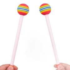 2Pcs Drum Sticks Round Felt Mallet EVA Orff Hand Percussion Beat Toy Rainbow