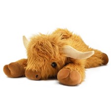 Highland Cow Plush Toy, 4-Pound Weighted Stuffed Animal, Microwaveable and Co...