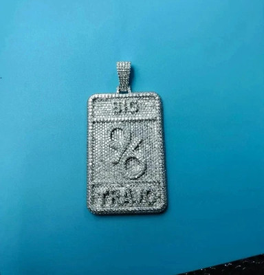 3.2Ct Round Cut Real Moissanite Custom Dog Tag Pendant 14K White Gold Plated