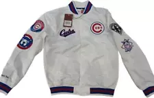 New Chicago Cubs Mens Mitchell & Ness Light Weight Satin Snap Jacket Coat $150