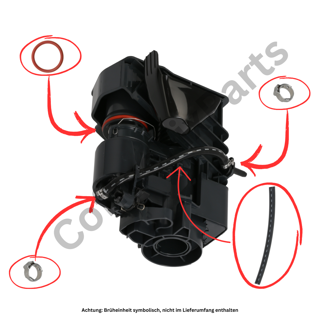 Brühschlauch Wartungsset Für Siemens EQ & Bosch VeroCup - Lebensmittelechter Silikonschlauch 4x9x165mm