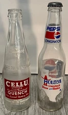 VTG CELLU QUENCH 12oz SODA BOTTLE CHICAGO, IL ACL & Pepsi Houston Livestock 1993
