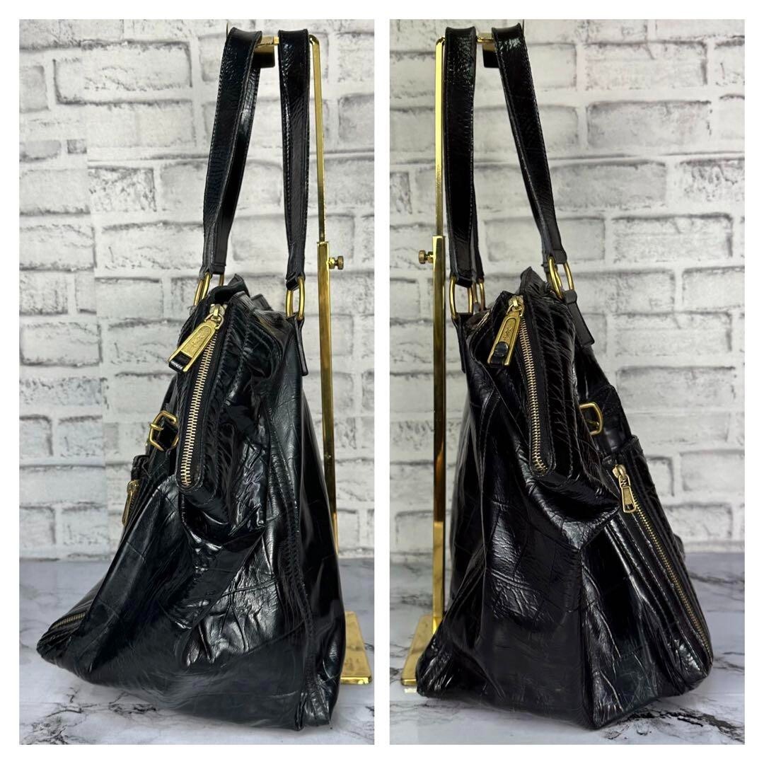 Borsa tote Yves Saint Laurent nera in pelle verniciata DOWNTOWN (senza borsa portaoggetti) rara
