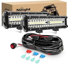 Nilight LED Light Bar 2Pcs 12 Inch Triple Row Flood Spot Combo Driving Lights