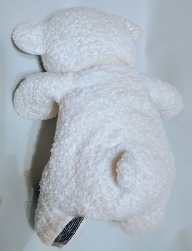 Tri Russ White Teddy Bear Rattle Plush Baby Lovey Toy 13" Blue Rattle On Foot - 第 3/4 張圖片