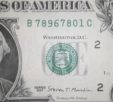 LADDER - 3 Broken Partial (78967801) 2017 $1 Dollar Bill Fancy Serial Number