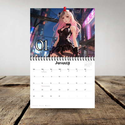 Anime Girls 2024 Calendar | 12 Month Calendar | Spiral Bound Wall Calendar  | eBay