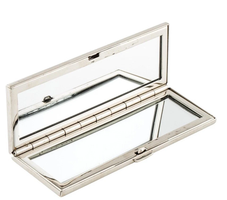 Judith LEIBER Mirror Slim Pocket White Turquoise Blue ZEBRA Stripes Silver NEW g - Image 2 of 4