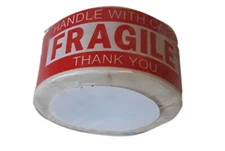 250 1x3 Fragile Shipping Labels Red and White