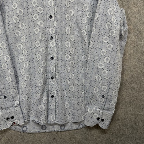 Claudio Lugli Couture Shirt Mens L Blue Floral Print Long Sleeve Pure Cotton - Picture 5 of 15